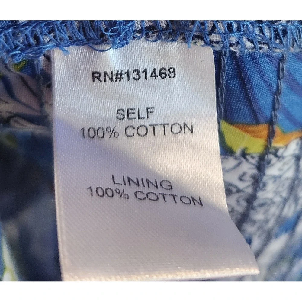 NEW Avara One Shoulder Maxi Dress Women's M Blue Tropical Pineapple Ruffle Trim - Picture 4 of 10